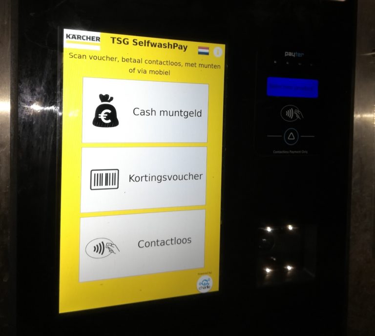 Scherm in nachtmodus van de SelfwashPay