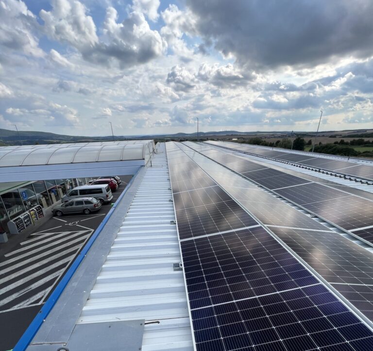Roof solar panels at the service station