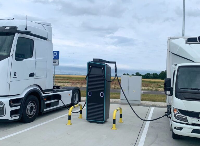 The installation of the Alpitronic Hypercharger for Mercedez Benz Trucks