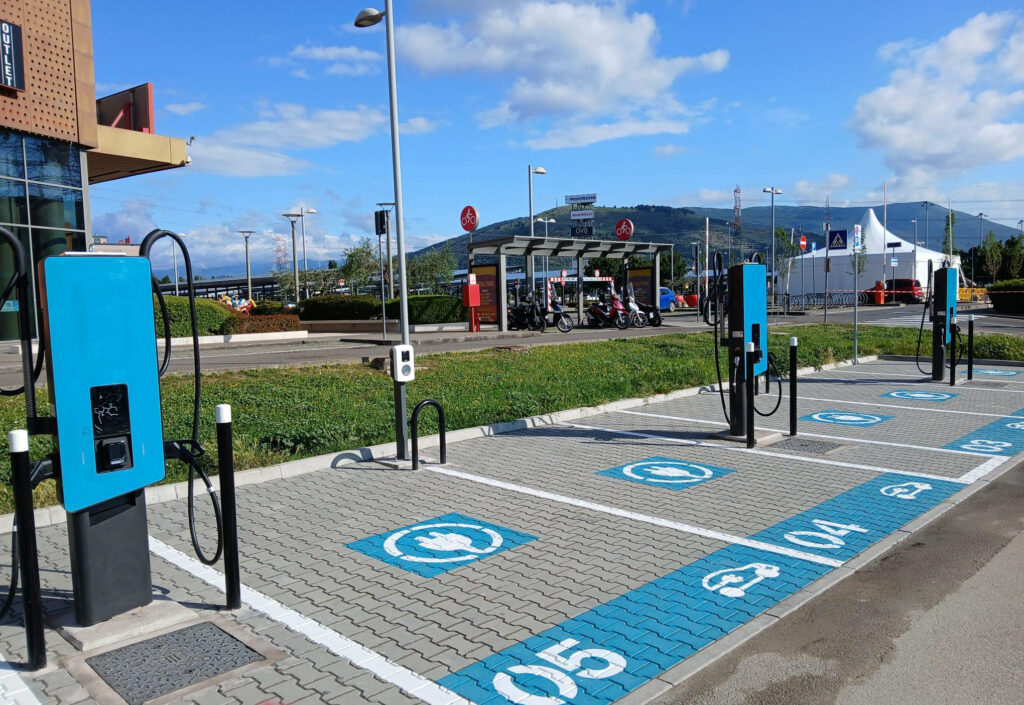high-power charging hub at the I Gigli shopping mall